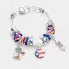Fashnzfab Puerto Rico Flag Charm Multi-bead Bracelet In Multi