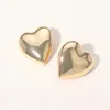 Fashnzfab Puff Metal Heart Earrings - Gold In Gold