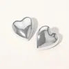 Fashnzfab Puff Metal Heart Earrings - Silver In Silver