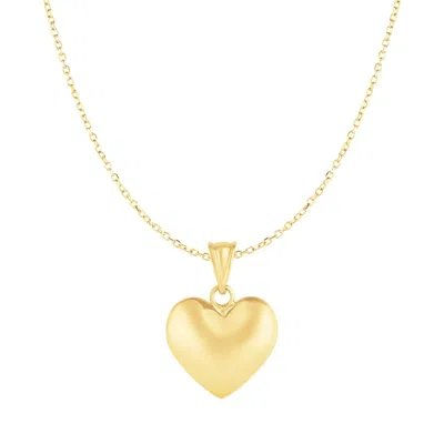 Fashnzfab Puffed Heart Pendant In 10k Yellow Gold