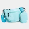 Fashnzfab Puffer Half Moon Crossbody Bag In Blue
