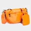 Fashnzfab Puffer Half Moon Crossbody Bag In Orange