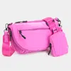 Fashnzfab Puffer Half Moon Crossbody Bag In Pink