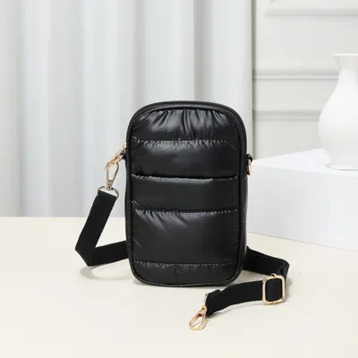 Fashnzfab Puffer Rectangle Crossbody Bag In Black