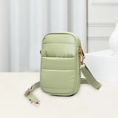 Fashnzfab Puffer Rectangle Crossbody Bag In Green