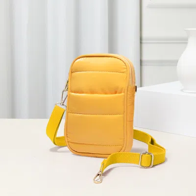 Fashnzfab Puffer Rectangle Crossbody Bag In Yellow