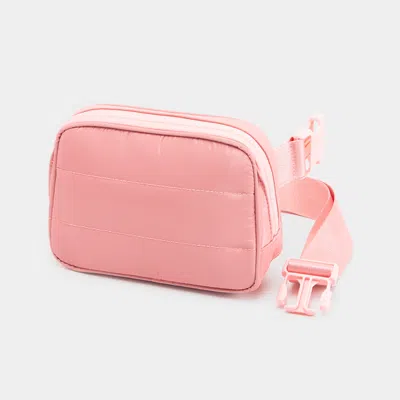 Fashnzfab Puffer Rectangle Sling Bag / Fanny Pack / Belt Bag In Pink