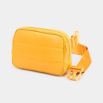 Fashnzfab Puffer Rectangle Sling Bag / Fanny Pack / Belt Bag In Yellow