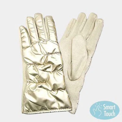Fashnzfab Puffer Smart Touch Gloves In Gold