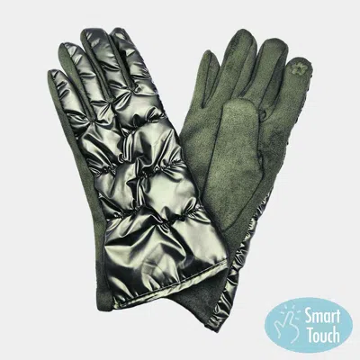 Fashnzfab Puffer Smart Touch Gloves In Green