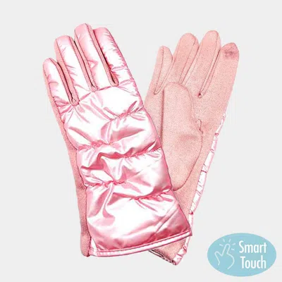 Fashnzfab Puffer Smart Touch Gloves In Pink