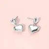Fashnzfab Puffy Metal Heart Dangle Earrings In Multi