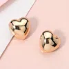 Fashnzfab Puffy Metal Heart Earrings - Gold In Gold