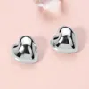 Fashnzfab Puffy Metal Heart Earrings - Rhodium In Multi