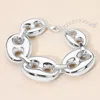 Fashnzfab Puffy Metal Mariner Link Statement Bracelet In Silver