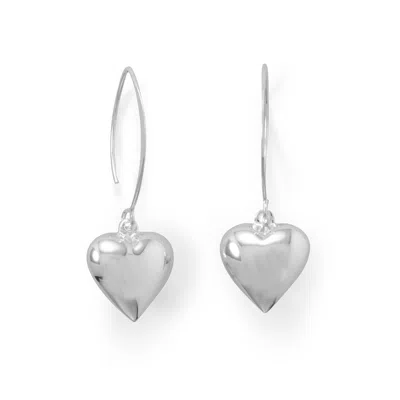 Fashnzfab Puffy Polished Heart Wire Earrings In Transparent