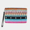 Fashnzfab Puka Shell Point Sequin Seed Beaded Wristlet Clutch Bag In Multi