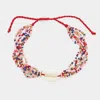 Fashnzfab Puka Shell Pointed Multi Beaded Cinch Pull Tie Bracelet Multi In Multi