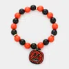 Fashnzfab Pumpkin Charm Beaded Stretch Bracelet Jet Black, Multi In Multi