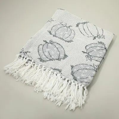 Fashnzfab Pumpkin Pattern Harvest Collection Fringe Woven Throw Blanket