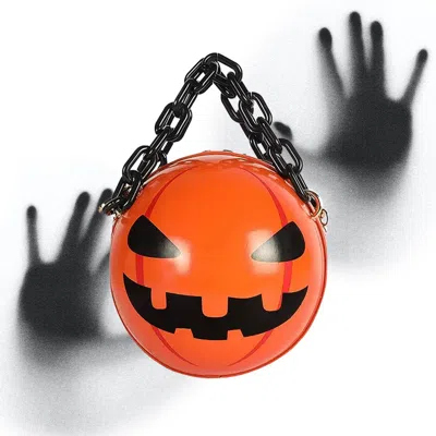 Fashnzfab Kids' Pumpkin Round Tote / Crossbody Bag In Orange