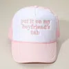 Fashnzfab Put It On My Boyfriends Tab Embroidered Mesh Back Trucker Cap In Multi