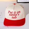 Fashnzfab Put It On Santas Tap Message Embroidered Five Panel Canvas Snapback Baseball Cap In Red