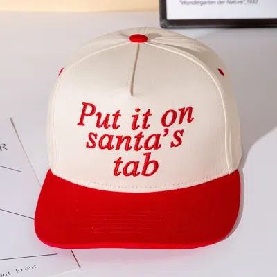 Fashnzfab Put It On Santas Tap Message Embroidered Five Panel Canvas Snapback Baseball Cap In Red