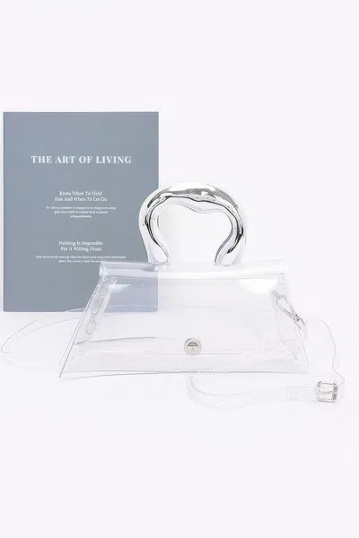 Fashnzfab Pvc Clear Metal Handle Flap Bag In White