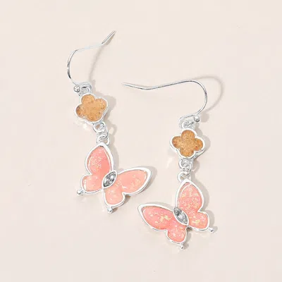 Fashnzfab Quatrefoil Butterfly Charm Link Drop Dangle Earrings In Multi