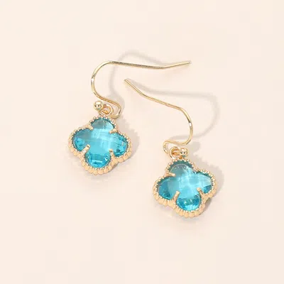 Fashnzfab Quatrefoil Charm Drop Dangle Earrings In Blue