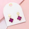 Fashnzfab Quatrefoil Dangle Earrings - Pink In White