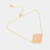 Fashnzfab Quatrefoil Druzy Adjustable Pull Tie Bracelet Ab, Pink In Multi