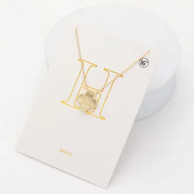 Fashnzfab Quatrefoil Initial H Monogram Pendant Necklace In Gold