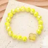 Fashnzfab Quatrefoil Pointed Faceted Beaded Stretch Bracelet Gold, Yellow In Multi