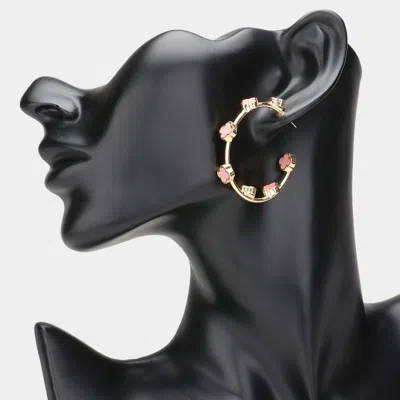 Fashnzfab Quatrefoil Pointed Hoop Earrings In Black