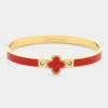 Fashnzfab Quatrefoil Pointed Stainless Steel Hinged Bracelet In Gold