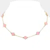 Fashnzfab Quatrefoil Station Necklace In Multi