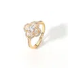 Fashnzfab Quatrefoil Stone Pointed Adjustable Ring - Clear, Gold In Gold