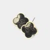 Fashnzfab Quatrefoil Stud Earrings In Black