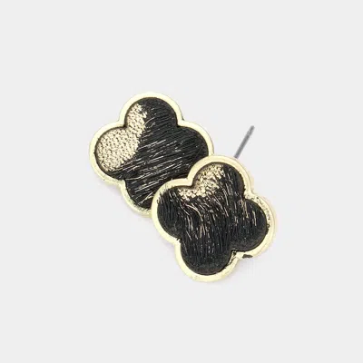 Fashnzfab Quatrefoil Stud Earrings In Black