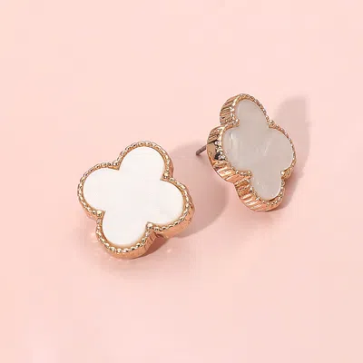 Fashnzfab Quatrefoil Stud Earrings In Multi