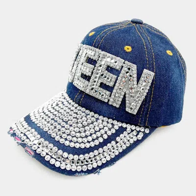 Fashnzfab Queen Message Bling Baseball Cap In Purple