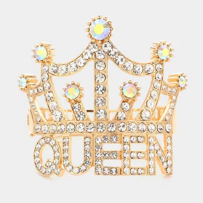 Fashnzfab Queen Message Crown Hinged Evening Bracelet In Gold