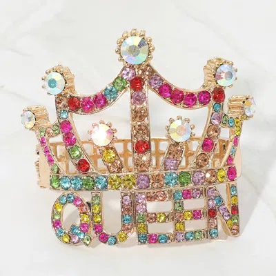 Fashnzfab Queen Message Crown Hinged Evening Bracelet In Multi