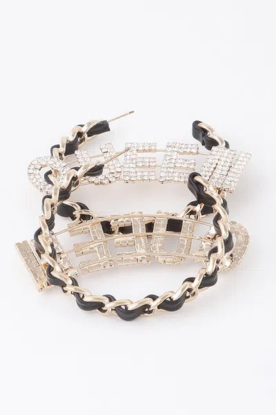 Fashnzfab Queen Open Hoop Earrings In Gold