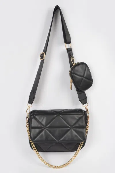 Fashnzfab Quilted Crossbody Bag In Black