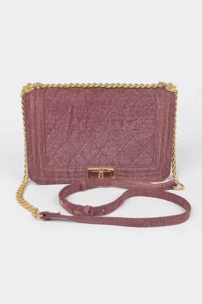 Fashnzfab Quilted Denim Shoulder Bag In Red