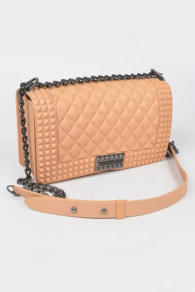 Fashnzfab Quilted Embossed Jelly Bag In Orange