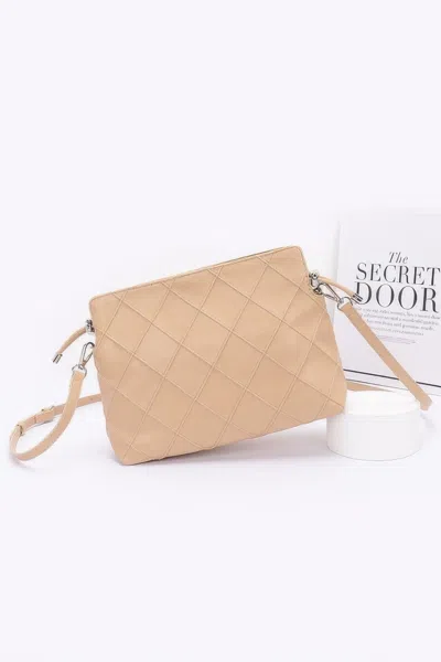 Fashnzfab Quilted Faux Leather Bucket Crossbody Bag In Brown